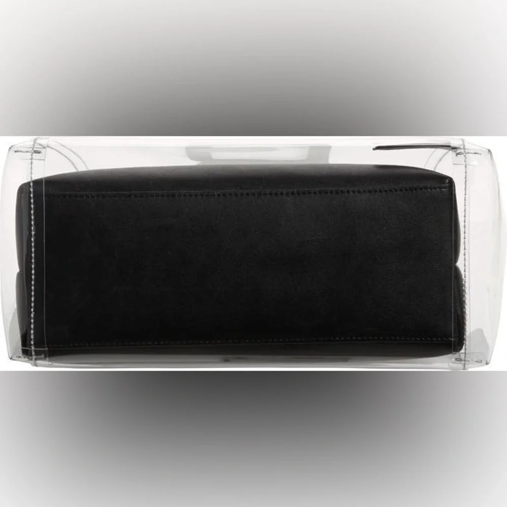 NEW STAUD Transparent Stadium Tote Bag with Black Leather Pouch Insert
